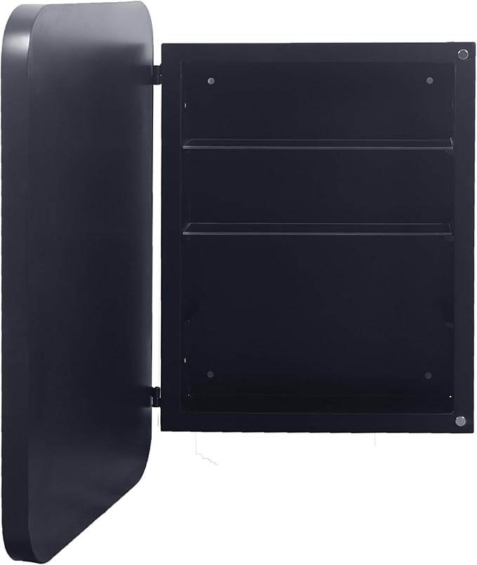 16x24 Inch Recessed Medicine Cabinet with Mirror and Adjustable Shelves,Wall Mounted Mirror Cabinet with Black Metal Framed and Storage for Bathroom (Black)