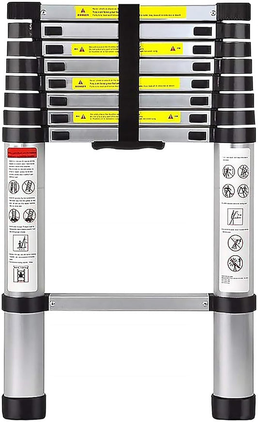 Telescoping Ladder 8.5 FT - Aluminum Telescopic Ladder with Non-Slip Feet - Portable Collapsible Extension Ladders for Home Roof Loft RV Work with EN131 Certified - 330lbs Max Capacity