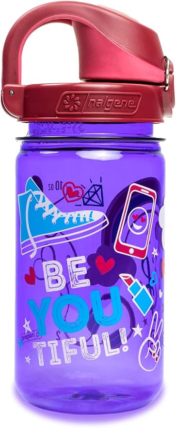 Nalgene Sustain Tritan BPA-Free Kids On The Fly Water Bottle Made with Material Derived from 50% Plastic Waste, Leak Proof, Durable, BPA Free, Carabiner Friendly, Reusable, 12 oz