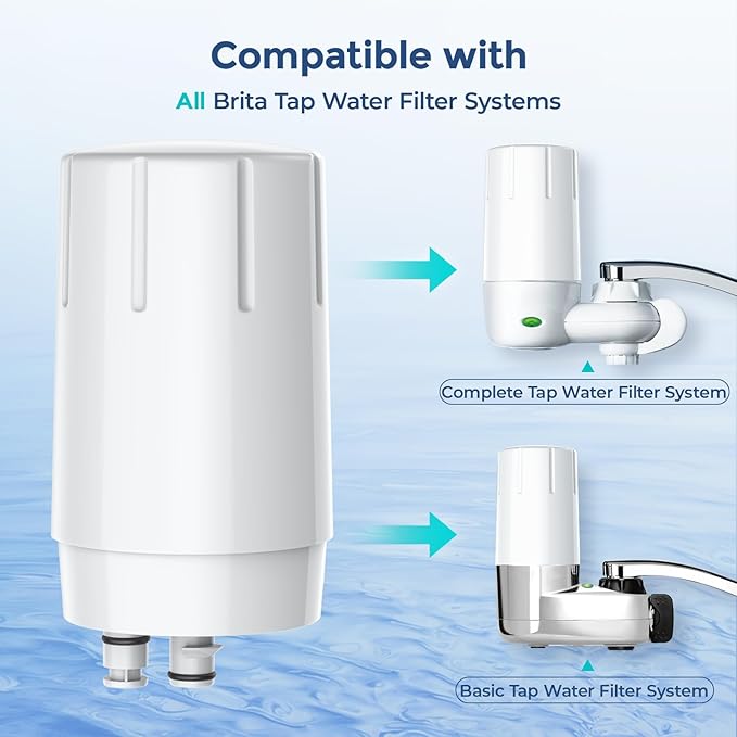 2-Pack Faucet Water Filter Replacement for Brita Faucet Filter Systems, Certified Longlast Sink Faucet Filter, Reduce Chlorine and Lead, White