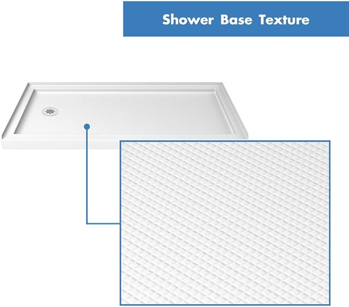 DreamLine SlimLine 32 in. D x 60 in. W x 2 3/4 in. H Left Drain Single Threshold Shower Base in White, DLT-1132601