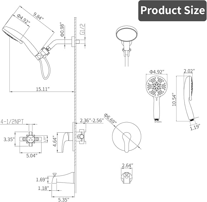 Chrome Shower Faucet Set Bathroom Shower Head Kit High Pressure Combo Tub Shower System 7 Modes ABS Handheld Spray shower valve kit Shower Head and Handle Set