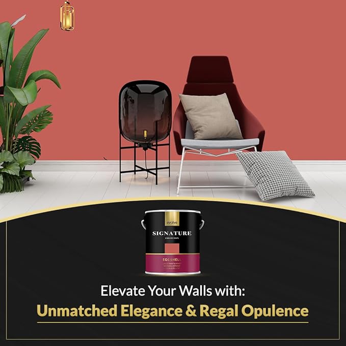 EVOLVE Signature Paint & Primer: Luxury Paint & Primer for Indoor & Outdoor Surfaces, Minimal Odor, Eggshell Sheen (Claycourt Red, 1 Gallon)