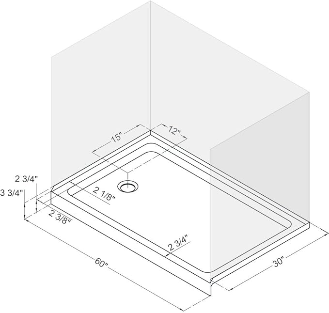 DreamLine SlimLine 30 in. D x 60 in. W x 2 3/4 in. H Left Drain Single Threshold Shower Base in Black, DLT-1130601-88