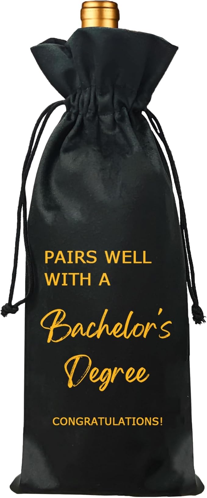 Graduation Gift Wine Bag, Bachelor's Degree Graduation Wine Bag, Bachelor's Gift, Pairs Well With A Bachelor's Degree (Bachelor's Degree-Black)