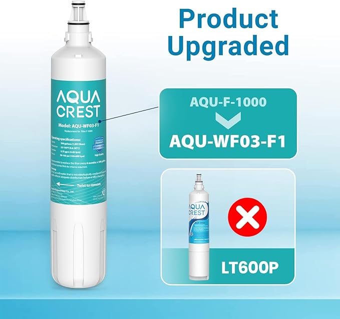 AQUACREST F-1000, 4204490 Water Filter, Replacement for F-1000, Sub-Zero 4204490, 4290510,F-3000 and AquaPure AP Easy C-Complete, Subzero Water Filter 4204490, F-1000S & F-2000S & F-3000S