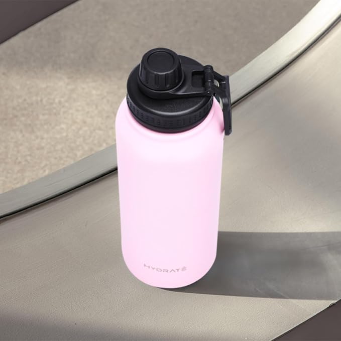 HYDRATE Insulated Stainless Steel Water Bottle - Large Reusable Flask with Leak-Proof Design and Convenient Handle - Double Vacuum Insulation for School, Work, or Adventure