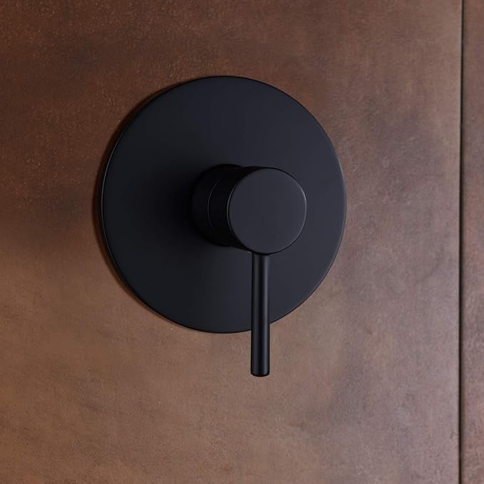 sumerain Matte Black Shower Faucet Set Pressure Balance Cartridge, 8 Inches Rain Shower Head, with Non-return Check Valves