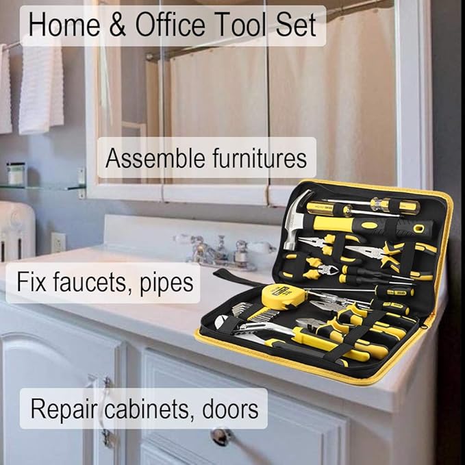 DOWELL 24 Pieces Homeowner Tool Set, Home Repair Hand Tool Kit with Portable Tool Bag