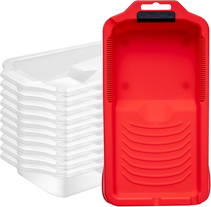 Mister Rui Paint Tray 4 Inch, 11 Pack, Small Paint Roller Tray, Plastic Tray with 10 Liners, Textured Disposable Trays for Painting Walls