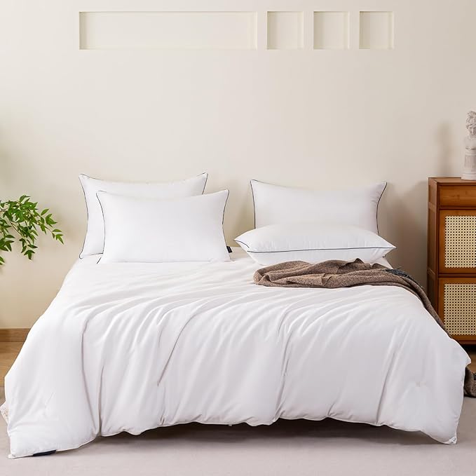 GOHOME King Size Pillows Set of 4 - Bed Pillows for Sleeping 4 Pack, Cooling Supportive Hotel Pillows with Premium Soft Down Alternative Fill for Side Stomach and Back Sleepers