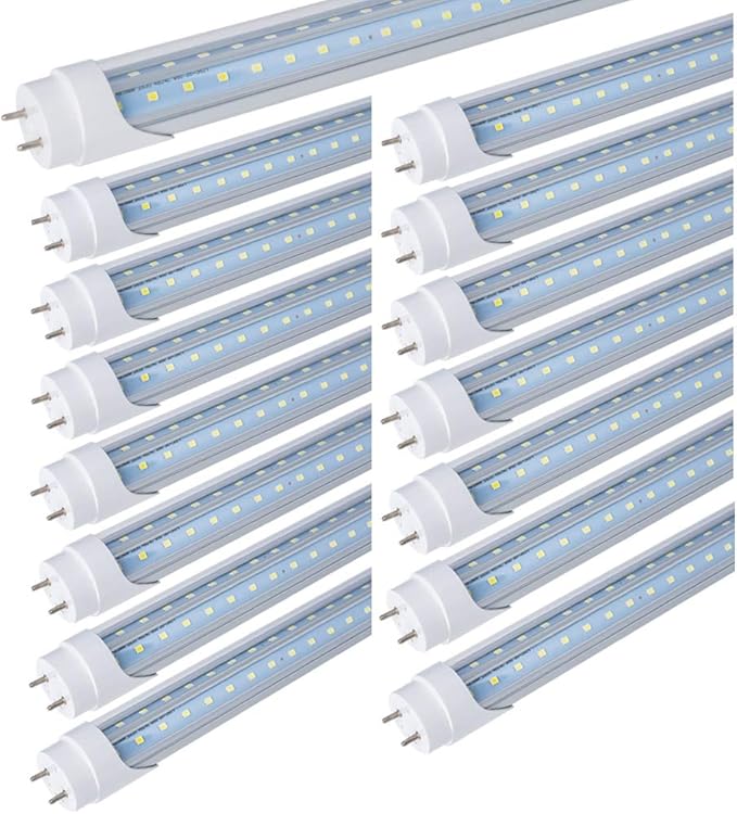 15-Pack T8 5FT 48W LED Tube Light Bulb G13 Bi Pin Base 6000K Cool White 5 Foot Garage Warehouse Shop Lights Replacement for T10 T12 Flourescent, Dual-end Power