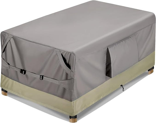 KylinLucky Patio Table Cover 74x47 Inch Heavy Duty 600D Waterproof - Tear-Resistant Outdoor Furniture Protector for Dining Set, Deck, Garden