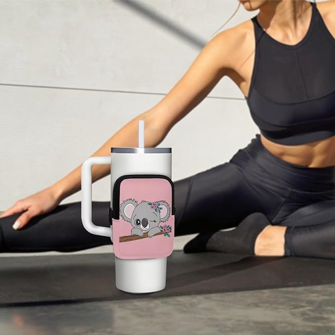 Koala Tumbler Pouch Bag for Stanley Cup Storage Holder Bag with Strap Water Bottle Pouch Zipper Brateaya Cup Pouch 20oz 30oz