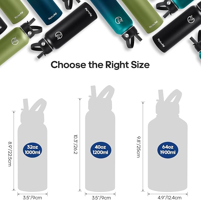 Insulated Water Bottles 40 oz with 2 Leak Proof Lids & Water Bottle Holder, Wide Mouth Sport Water Bottle with Straw, Reusable Stainless Steel Water Flask, Double Walled Vacuum Thermos