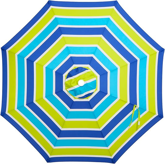 JEAREY 9 ft Patio Umbrella Replacement Canopy for 8 Ribs, Table Market Yard Umbrella Replacement Top Cover-Bold Blue-Green Stripe (Canopy Only)