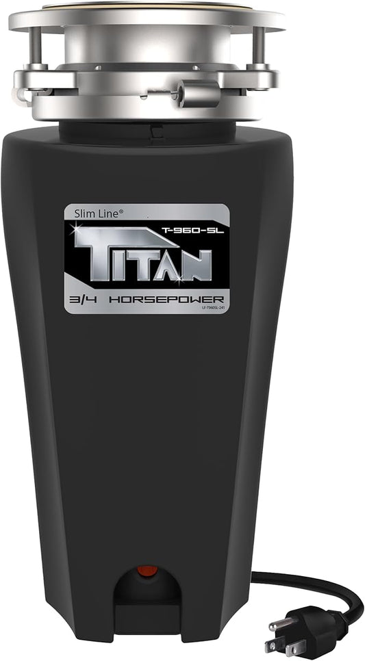TITAN 10-US-TN-960-SL-3B Torque Garbage Disposal System with Stainless Steel Impellers & Griding Components, Black (3/4 HP | Slime Line)