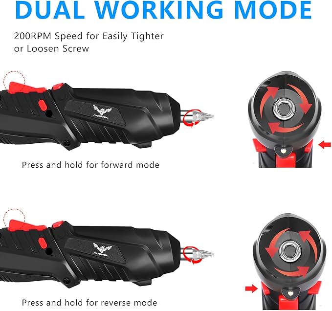 16 in 1 Electric Screwdriver Cordless Rechargeable Small Power Drill Set 3.6V Li-ion 3.5Nm Max Torque Electric Rotatable with LED Light Screwdriver for Home Office DIY Tools (Black)