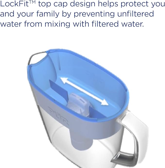 PUR PLUS 11-Cup Water Filter Pitcher with 1 Lead-Reducing PUR Plus Filter, Dishwasher Safe, Powerful Filtration, Filter Change Indicator Light, White, PPT111W