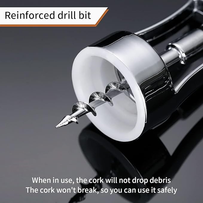 Wine Opener, Zinc Alloy Premium Wine Bottle Opener Wing Corkscrew Heavy Duty, Manual Multifunctional Cork Screw for Waiter, Silver