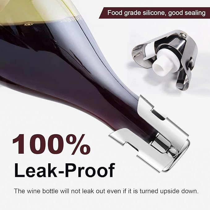 Sparkling Champagne Bottle Stoppers, 3-Pack Champagne Stoppers - Stainless Steel Wine Bottle Stoppers, Champagne Corks Vacuum Wine Storage Aerator Aerator Bottle Cap Sealer