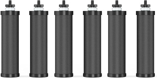 Water Filter Replacement for Berkey® BB9-2® Black Purification Elements, Activated Carbon Filters Compatible with Berkey Gravity Water Filtration System, Pack of 6
