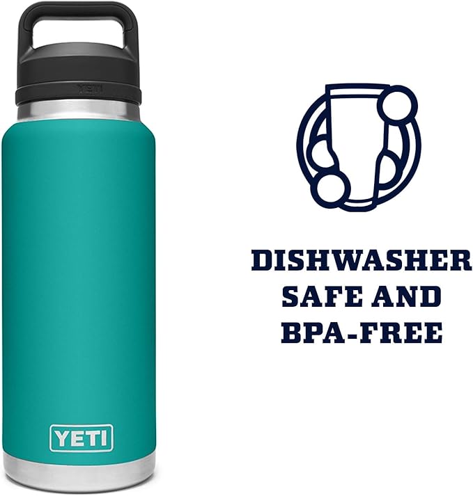 YETI Rambler 36 oz Bottle, Vacuum Insulated, Stainless Steel with Chug Cap, Aquifer Blue