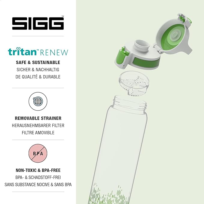 SIGG - Tritan Renew Transparent Water Bottle - Total Clear ONE MyPlanet - For Carbonated Beverages - Dishwasher Safe - With Fruit Strainer - Leakproof & Lightweight - BPA Free - 17 Oz / 25 Oz / 51 Oz