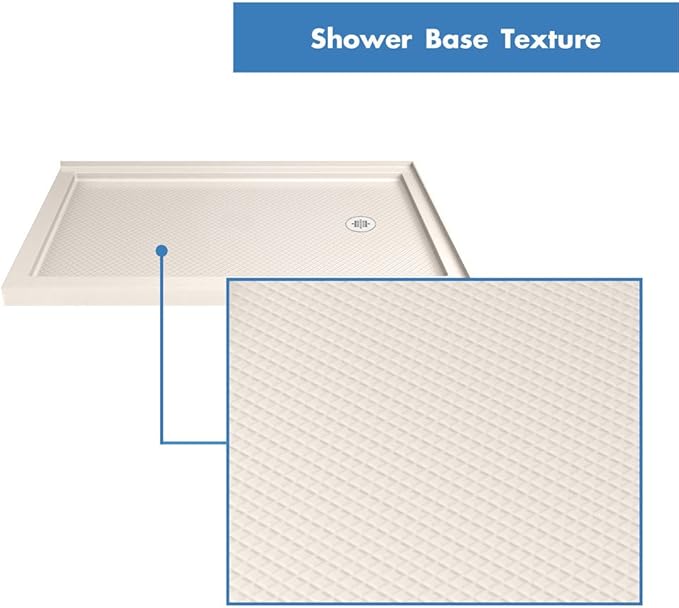 DreamLine SlimLine 34 in. D x 48 in. W x 2 3/4 in. H Right Drain Double Threshold Shower Base in Biscuit, DLT-1034482-22