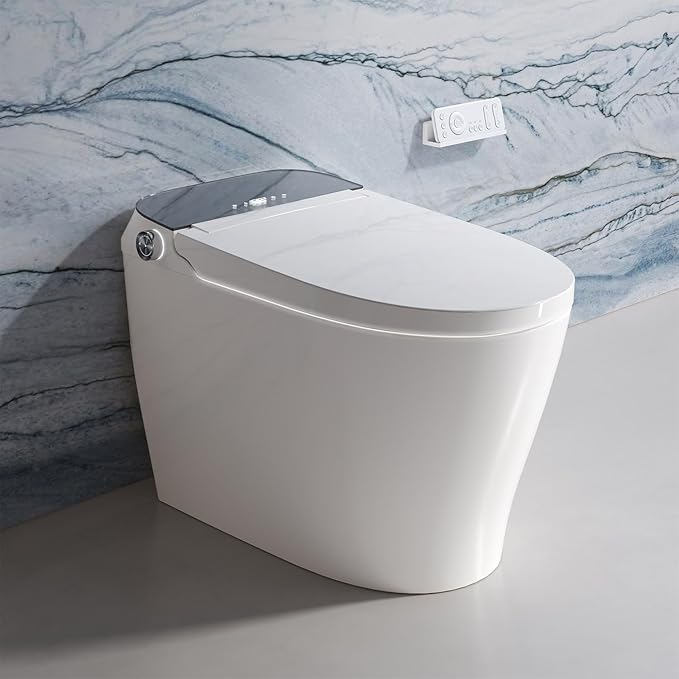Smart Toilet with Bidet Built-in,Bidet toilet with Instant Warm Water Wash and Elongated Heated Toilet Seat, Smart Toilets for Bathrooms with Auto Flush,Night Light,Digital Display,Remote