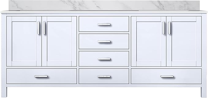 Big Sur 80 in. W x 22 in. D White Double Bath Vanity and Carrara Marble Top
