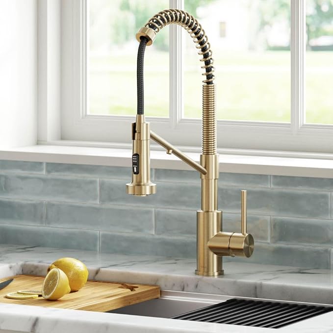 Kraus KFF-1610SFACB Bolden 2-in-1 Commercial Style Pull-Down Single Handle Filter Kitchen Faucet for Reverse Osmosis or Water Filtration System, Spot Free Antique Champagne Bronze