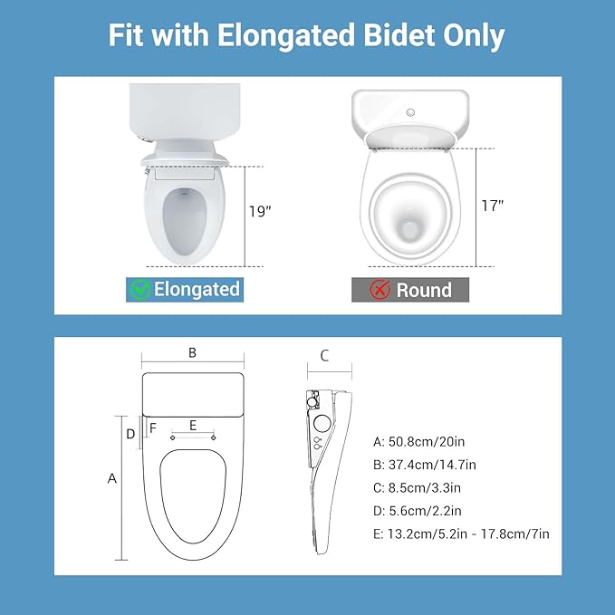 Electric Bidet Toilet Seats, Heated Seat with Warm Water, Night Light, Slow-Close Lid, Self-Cleaning Nozzles, Easy Installation