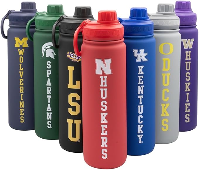 Nebraska Huskers Water Bottle - Red Double Walled Stainless Steel 24 oz Keeps Drinks Cold or Hot