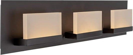 Kira Home Everett 24" Modern 3-Light 30W Integrated LED (180W eq.) Bathroom/Vanity Light, Rectangular Acrylic Lenses, Energy Efficient, Eco-Friendly, 3000k Warm White Light, Oil Rubbed Bronze Finish