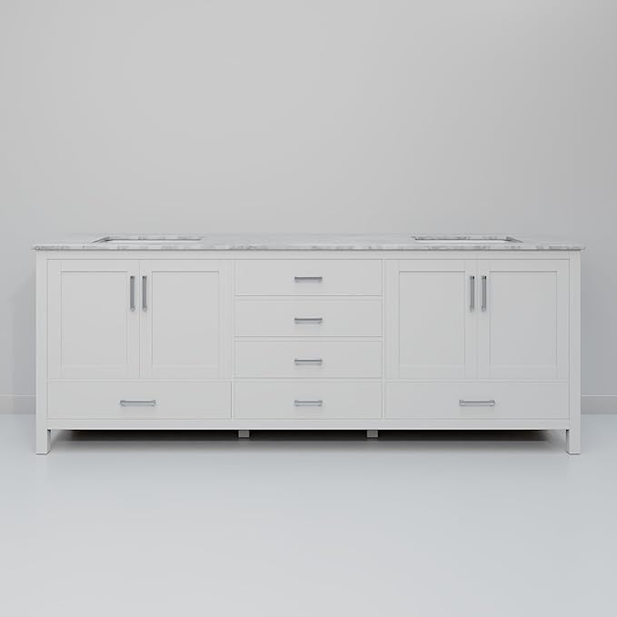 Big Sur 80 in. W x 22 in. D White Double Bath Vanity and Carrara Marble Top