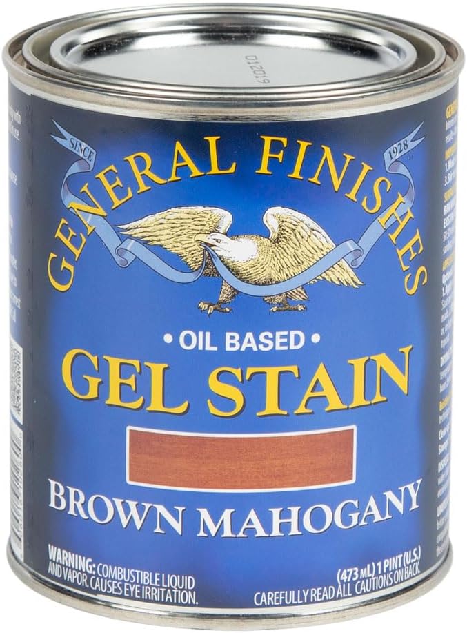 General Finishes Oil Base Gel Stain, 1 Pint, Brown Mahogany