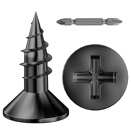 (800Pcs) #6x1/2 Black Wood Screw Quick Metal Self Tapping Flat Head