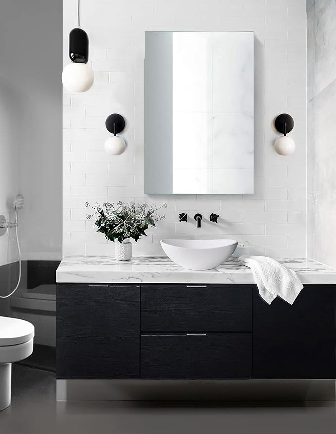 Krugg Medicine Cabinet | Recess or Surface Mount | Blum Hinge 170 Degree Soft Close|(24"x36")