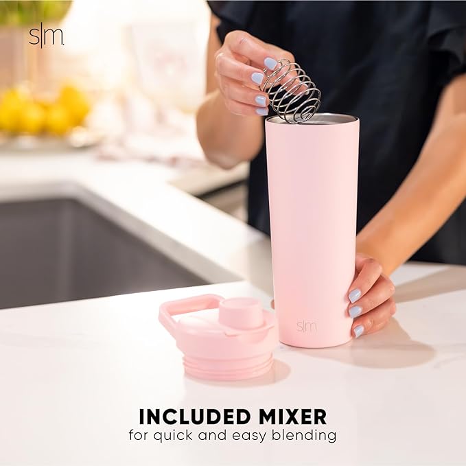 Simple Modern Officially Licensed NFL Cincinnati Bengals Stainless Steel Shaker Bottle with Ball 24oz | Metal Insulated Cup for Protein Mixes Shake Pre Workout | Rally Collection | Cincinnati Bengals