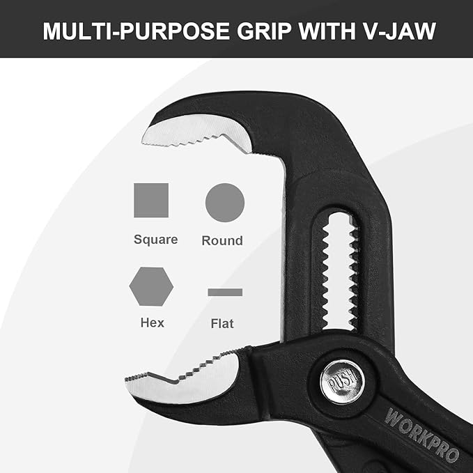 WORKPRO 10-Inch Groove Joint Pliers, Fast Adjust Tongue and Groove Pliers, V-Jaw Water Pump Pliers with Comfort Grips