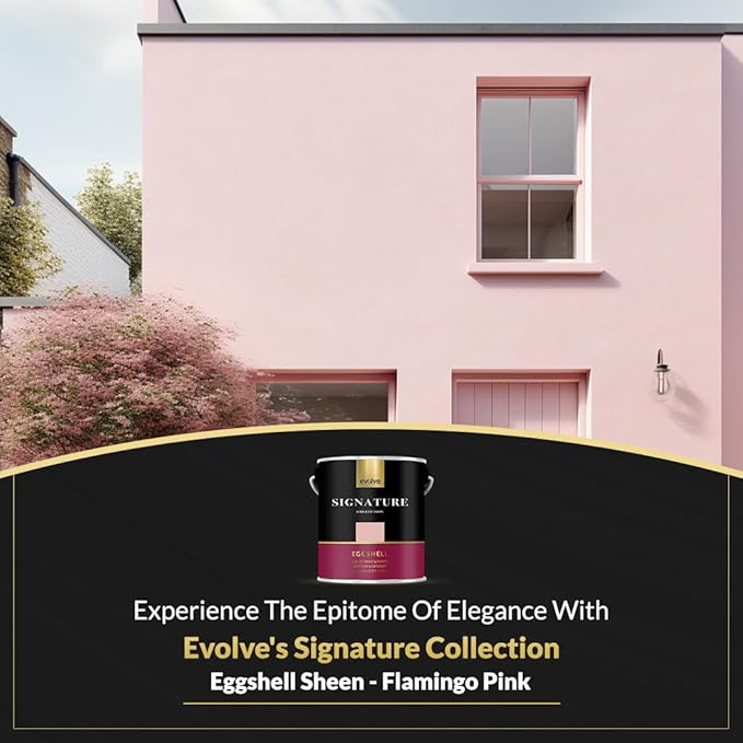 EVOLVE Signature Paint & Primer: Luxury Paint & Primer for Indoor & Outdoor Surfaces, Minimal Odor, Eggshell Sheen (Flamingo Pink, 1 Gallon)