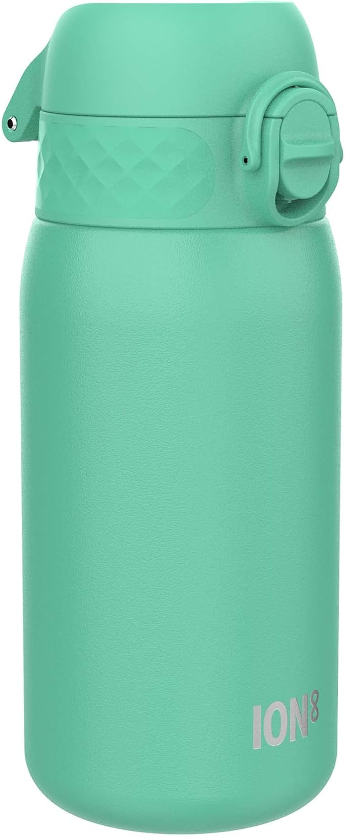 Ion8 Kids Water Bottle, Steel 400 ml/13 oz, Leak Proof, Easy to Open, Secure Lock, Dishwasher Safe, Flip Cover, Carry Handle, Easy Clean, Durable, Scratch Resistant, Carbon Neutral, Teal Green