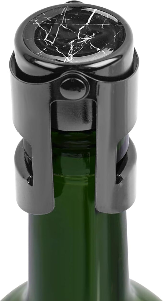 LIZIMANDU Champagne Stopper, Stainless Steel Bottle Plug Sealer for Sparkling Wine, Superior Leak,keeps Wine, Champagne, Prosecco, Cava, and Sparkling Wine fresh longer(1-Black Marble)