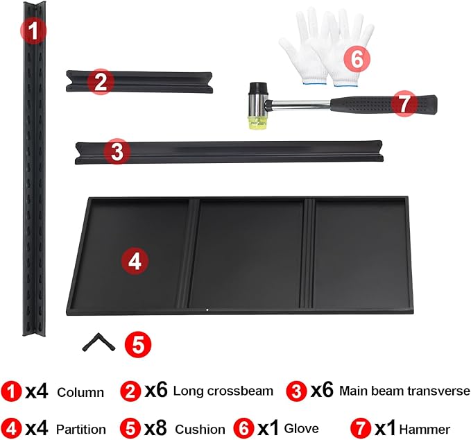 35" H Black Garage Shelving Unit, Garage Storage Shelves 1050LBS Heavy Duty Shelves, Adjustable 3 Tier Metal Shelving Utility Shelf for Home, Basement