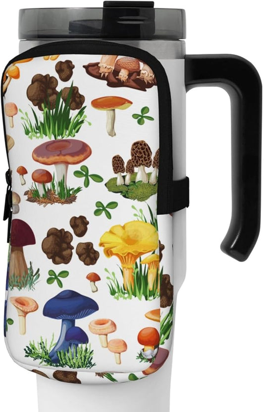 Galaxy Mandala Water Bottle Pouch for Stanley Cup 40oz 30oz,Personalized Gym Purse for Men Women, Tumbler Pouch with Versatile Pocket Water Bottle Bag for Cards, Keys, Phone