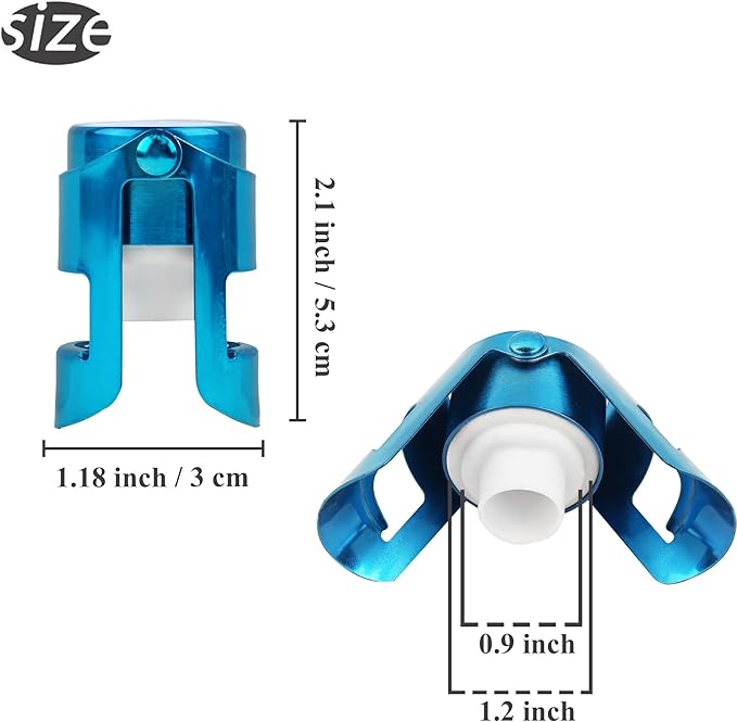 LIZIMANDU Champagne Stopper, Stainless Steel Bottle Plug Sealer for Sparkling Wine, Superior Leak,keeps Wine, Champagne, Prosecco, Cava, and Sparkling Wine fresh longer(1-Blue)