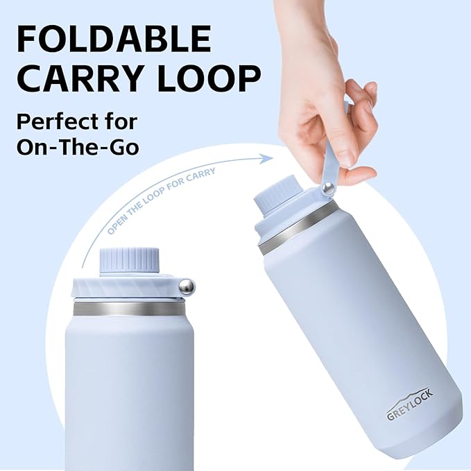 Greylock 20 oz Water Bottle Insulated, BPA-Free Reusable Water Bottles Stainless Steel, Leak Proof Kids Travel Water Bottle with Straw Lid, Double-Wall Vacuum Insulation, 24 Hours Cold (Glacier Blue)