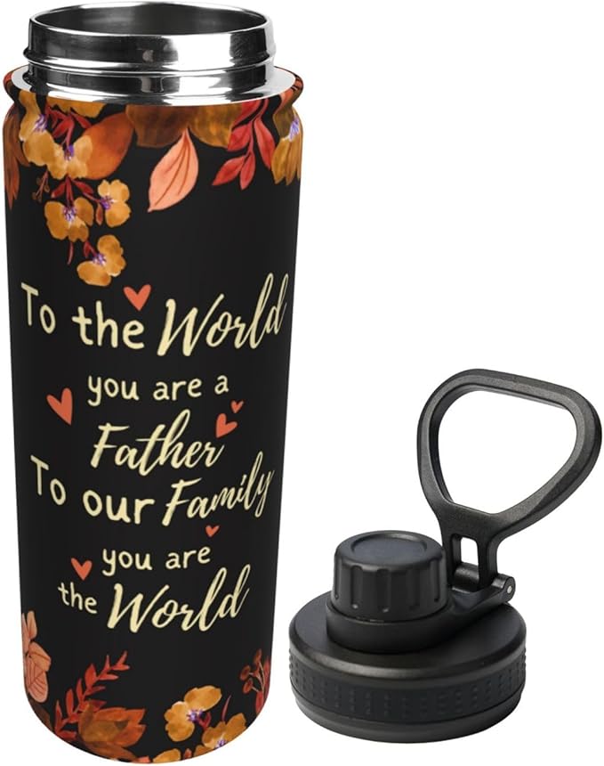 Cerburny Water Bottle Dad Father 18 oz Stainless Steel Insulated Bottles With Lid Wide Mouth Gym Sport Water Jug For Men Adult