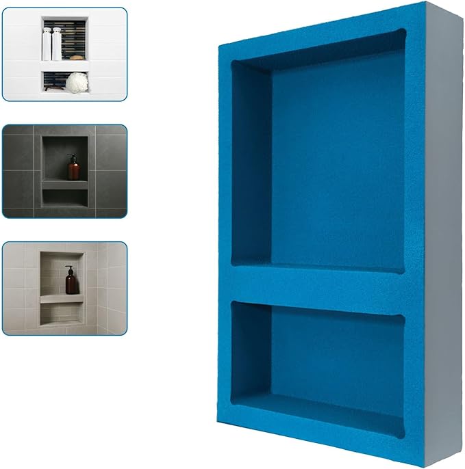Noble Preformed 304 Wide Combo Shower Niche Modern Bathroom Storage Solution with Built-in Shelf Water-Resistant Easy Install Ideal for Toiletries Shampoo Shower Accessories (14 ¼” W × 22 ½” H)